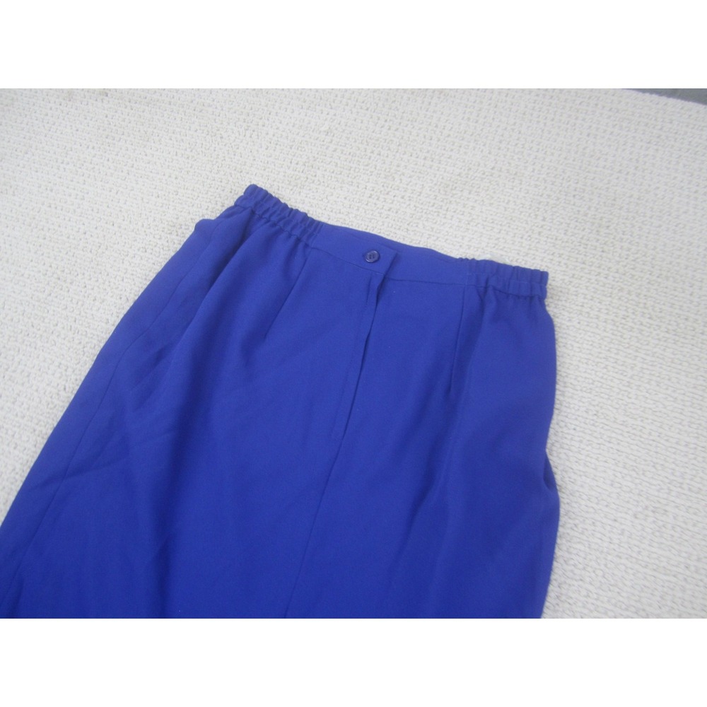 Wayne Rogers Skirt Womens 10 Blue Lined Elastic Waistband Midi Pencil Back Vent - Picture 3 of 8